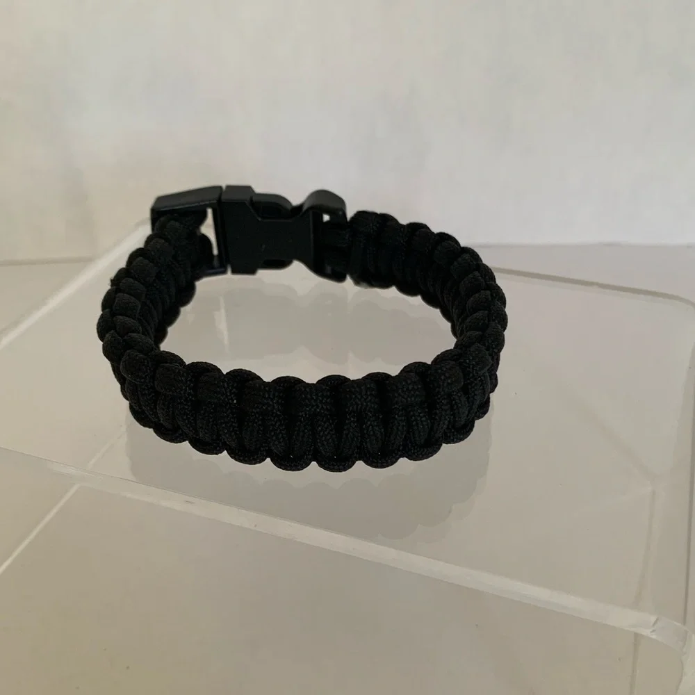 Black Paracord Sports Bracelet Braided Cord Boys Survival Rope Bracelet Stylish